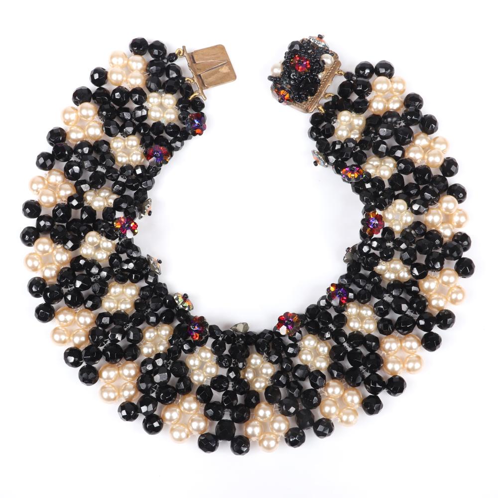 Appraisal: COPPOLA E TOPPO WOVEN COLLAR BIB NECKLACE WITH FAUX PEARLS