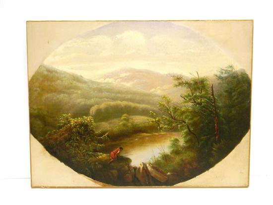 Appraisal: Unsigned oil on canvas Hudson River Valley School panoramic view