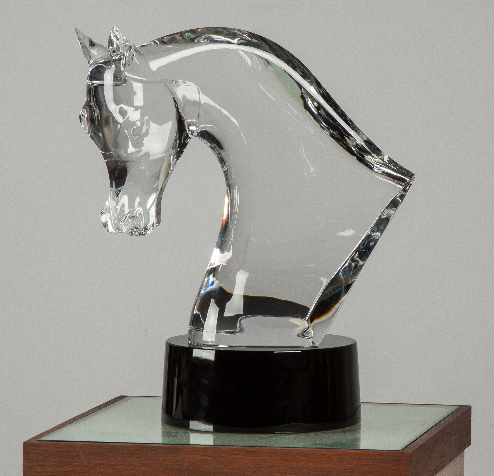 Appraisal: Lalique France Clear Crystal Horse's Head Sculpture th cent Acid