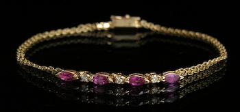 Appraisal: Ladies' Ruby and Diamond Bracelet k yellow gold fancy link