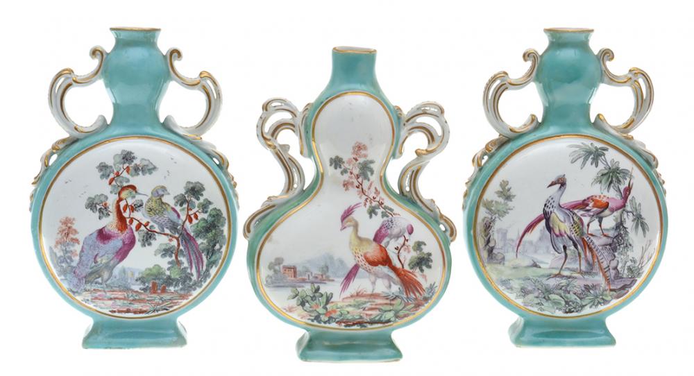 Appraisal: A TRIO OF CHELSEA PORCELAIN VASES POSSIBLY TH CENTURY two