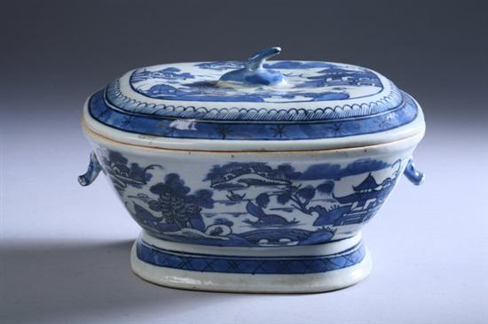 Appraisal: CHINESE CANTON BLUE AND WHITE PORCELAIN SOUP TUREEN AND COVER