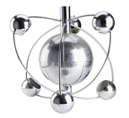 Appraisal: UNUSUAL FRENCH CHROME CEILING LIGHT FITTING CIRCA the tubular stem