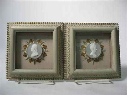 Appraisal: A pair of framed Wedgwood style intaglios cast of a