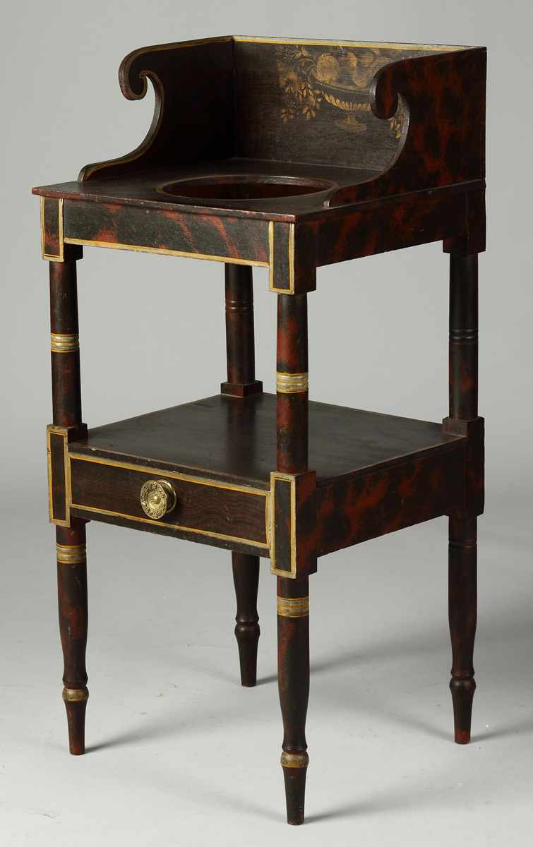 Appraisal: Paint Decorated Stenciled Sheraton Wash Stand Condition Original condition Dimensions