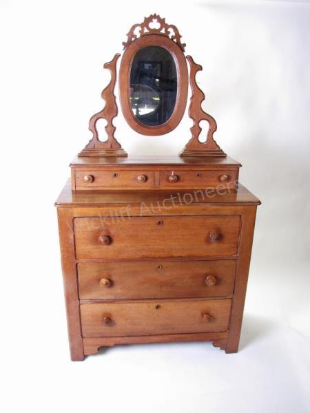 Appraisal: A walnut Victorian -drawer dresser with two-drawer glove box and