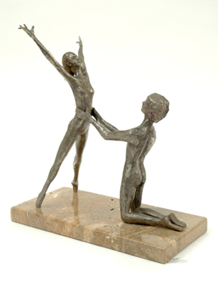 Appraisal: Bill Ogilvie born Dancers pewter sculpture incised 'Bill Ogilvie' lower