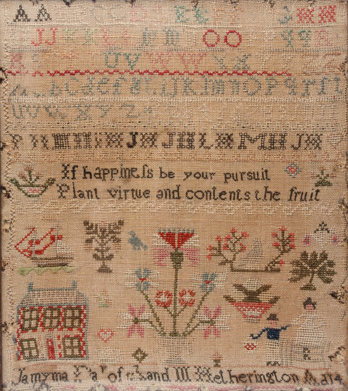 Appraisal: AMERICAN SAMPLER First half th century silk and cotton on