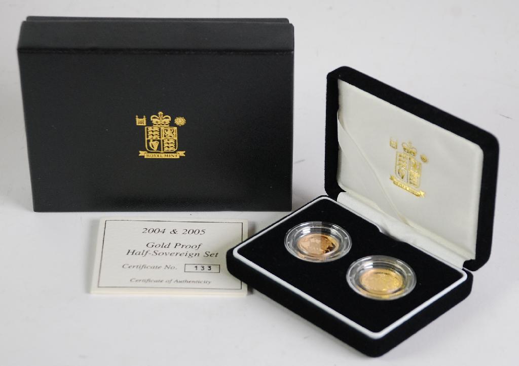 Appraisal: ELIZABETH II GOLD PROOF HALF SOVEREIGN SET OF TWO COINS