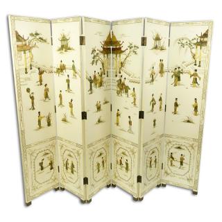 Appraisal: Mid Century Chinese Hardstone Inlaid Panel Wood Screen Inlaid hardstone