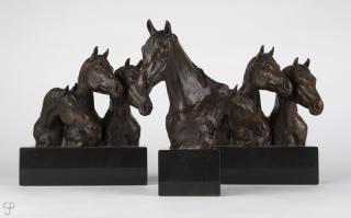 Appraisal: Cynthia Rigden Three horse bronzes the first horse head signed