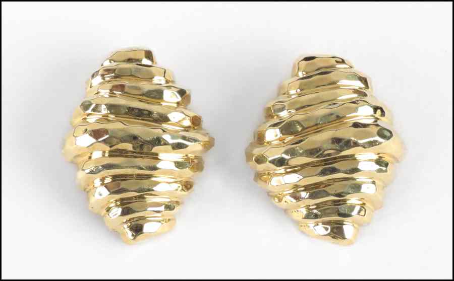 Appraisal: PAIR OF KARAT YELLOW GOLD EARCLIPS Stamped ''Dunay'' inside grams