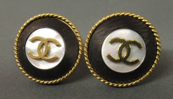 Appraisal: Pair of Chanel clip earrings faux mother-of-pearl center on a