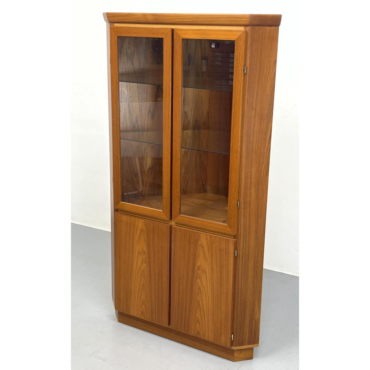 Appraisal: SKOVBY Danish Modern Teak Illuminated Corner Cabinet Dimensions H inches