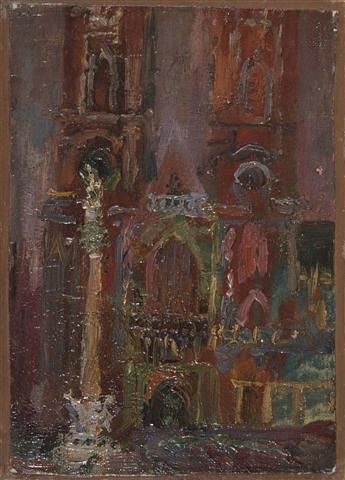 Appraisal: MARIAN KRATOCHWIL Polish - Night Westminster Abbey London oils on