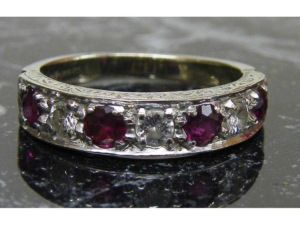 Appraisal: ct white gold ruby and diamond band ring size P