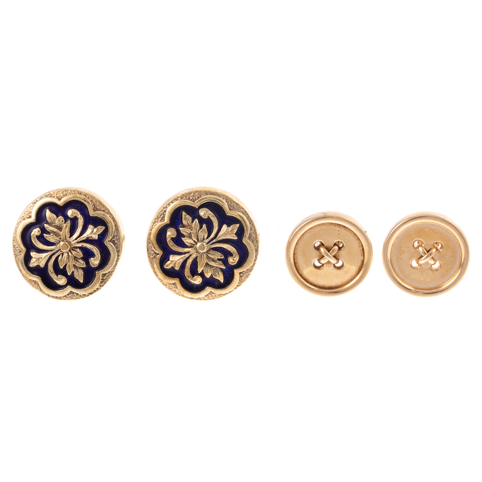 Appraisal: TWO PAIRS OF CUFFLINKS IN K K yellow gold button