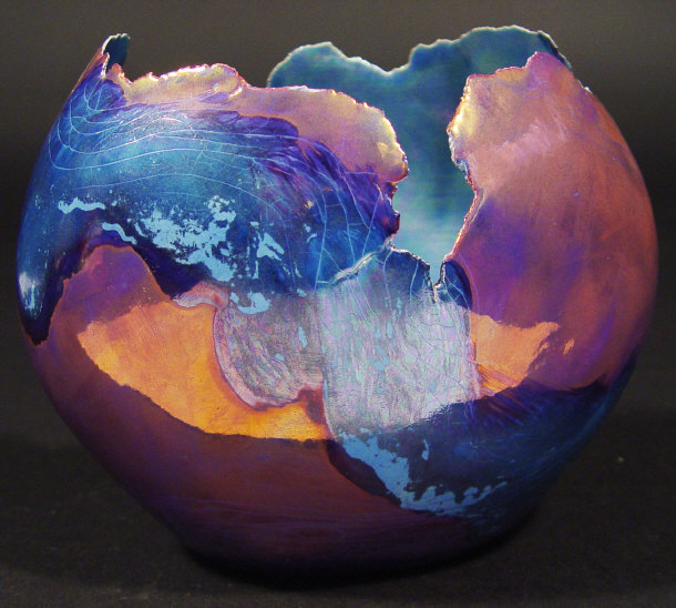 Appraisal: Eggshell studio pottery vase decorated in a blue and purple