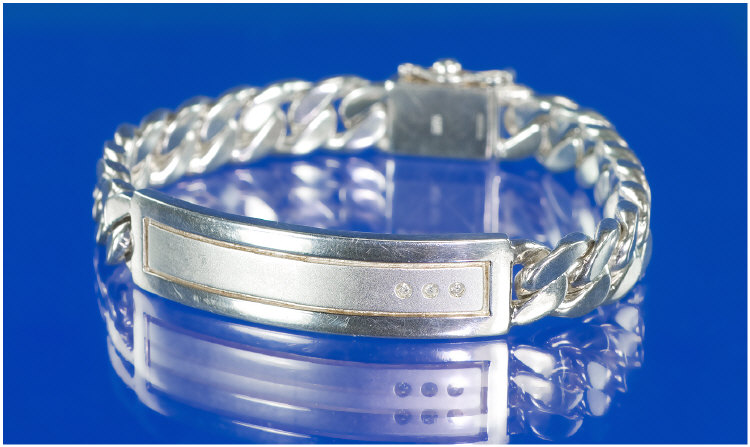 Appraisal: Gentleman's Silver Identity Bracelet Fully hallmarked weighs approximately ounces