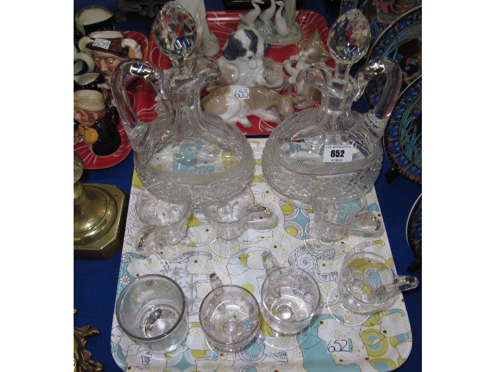 Appraisal: Pair of crystal decanters and seven assorted glass custard cups