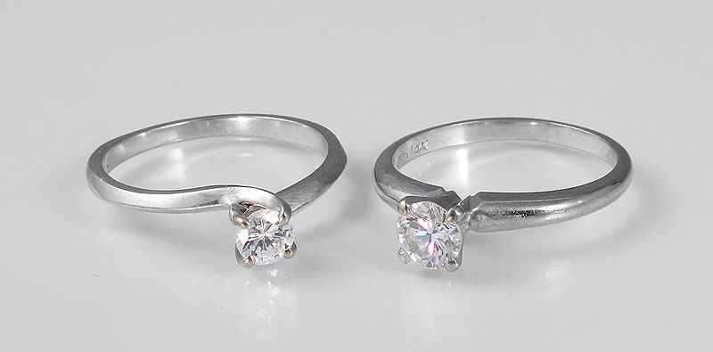 Appraisal: DIAMOND SOLITAIRE ENGAGEMENT RINGS K white gold engagement rings each