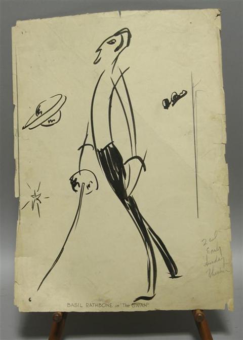 Appraisal: VICTOR DE PAUW AMERICAN - BASIL RATHBONE Ink on paper