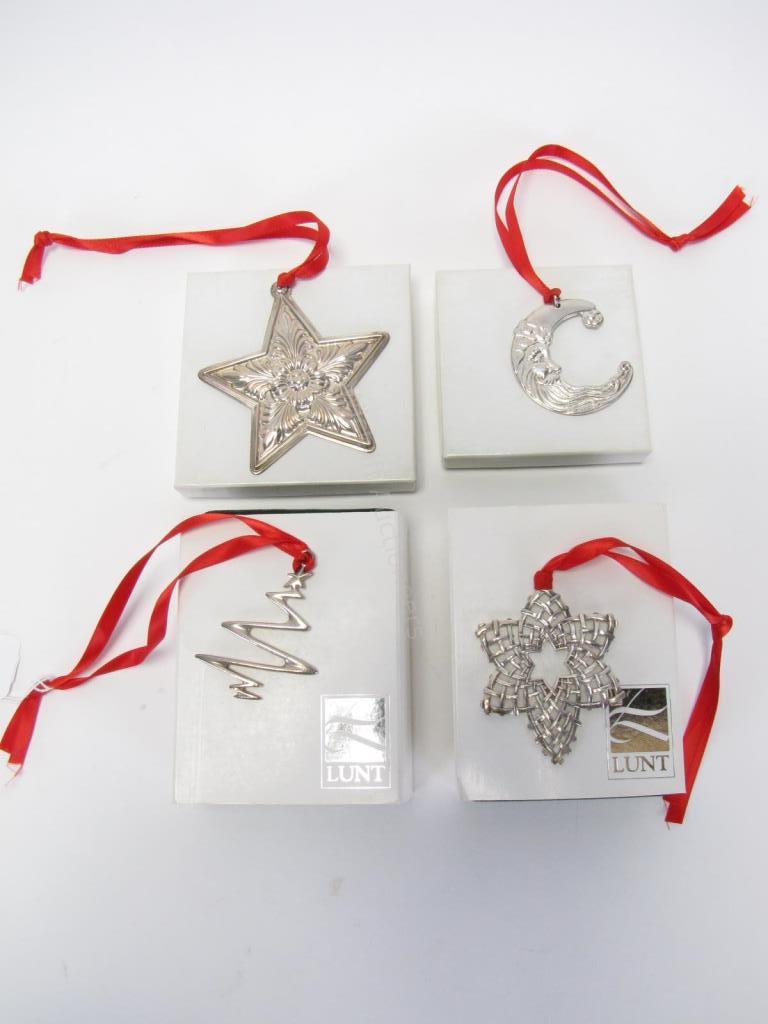 Appraisal: Four Lunt sterling ornaments including a stylized Christmas tree with