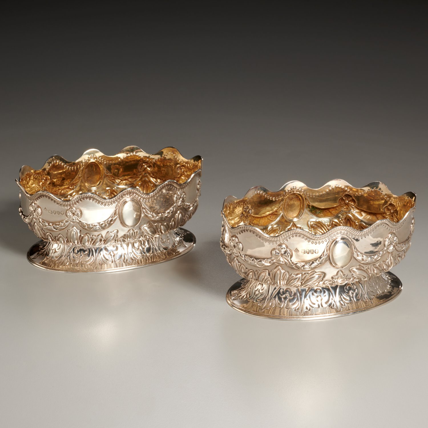 Appraisal: PAIR ENGLISH VICTORIAN SMALL STERLING FOOTED BOWLS c London Martin