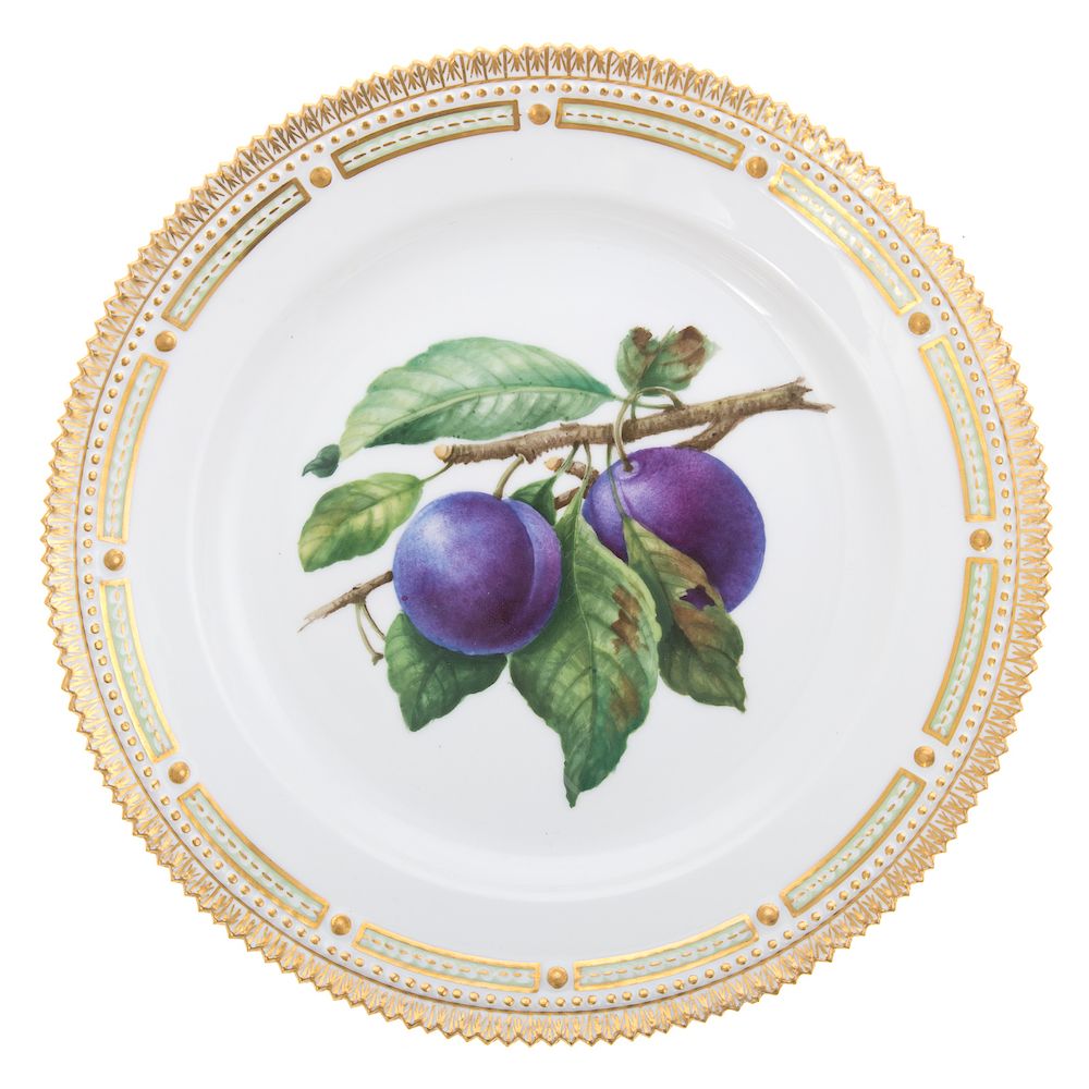 Appraisal: Royal Copenhagen Flora Danica luncheon plate saw-tooth edge with plum