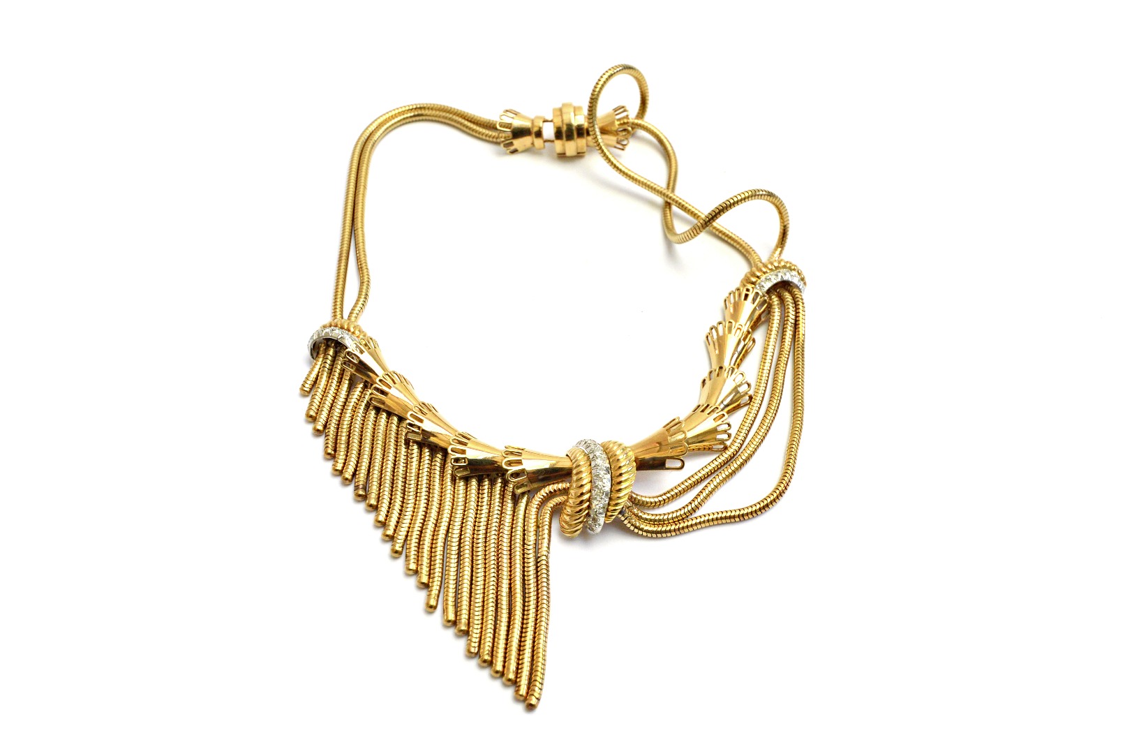 Appraisal: A s diamond set fringe necklace the front designed as