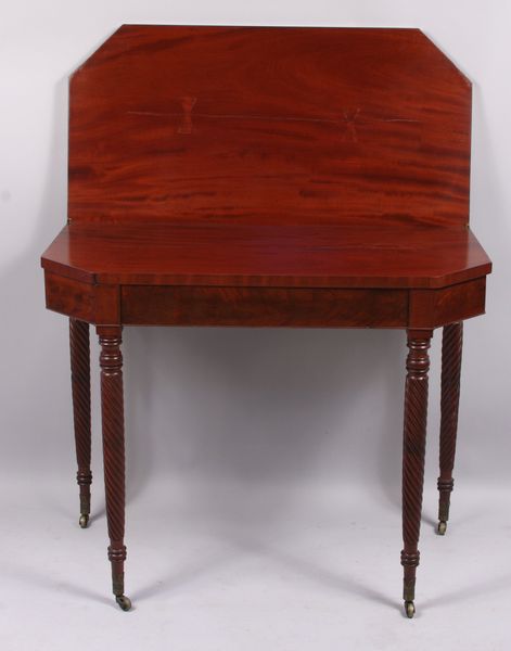 Appraisal: Circa American Federal Sheraton mahogany game table on casters h