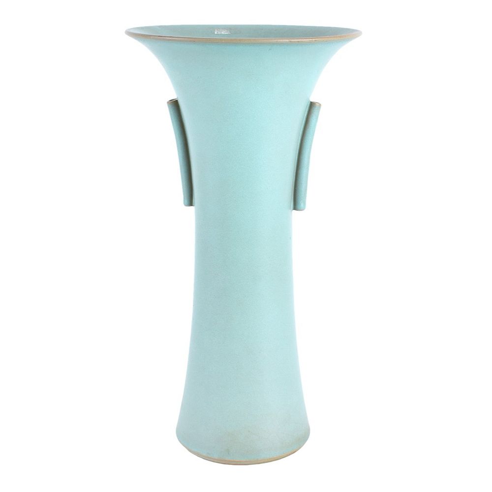 Appraisal: Chinese Gu Form Vase Chinese Celadon Glaze Gu Form Porcelain