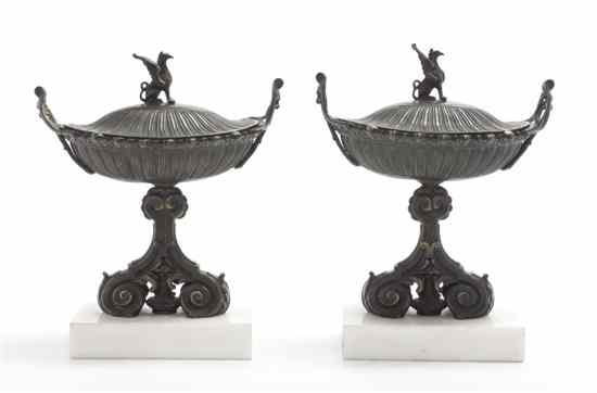 Appraisal: A Pair of Neoclassical Cast Metal Boxes and Covers on