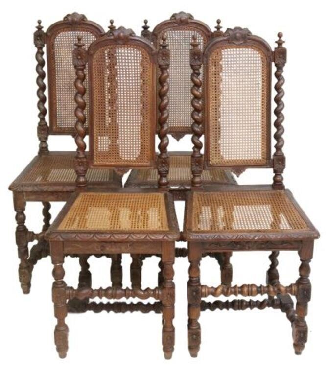 Appraisal: lot of French Henri II style carved chairs late th