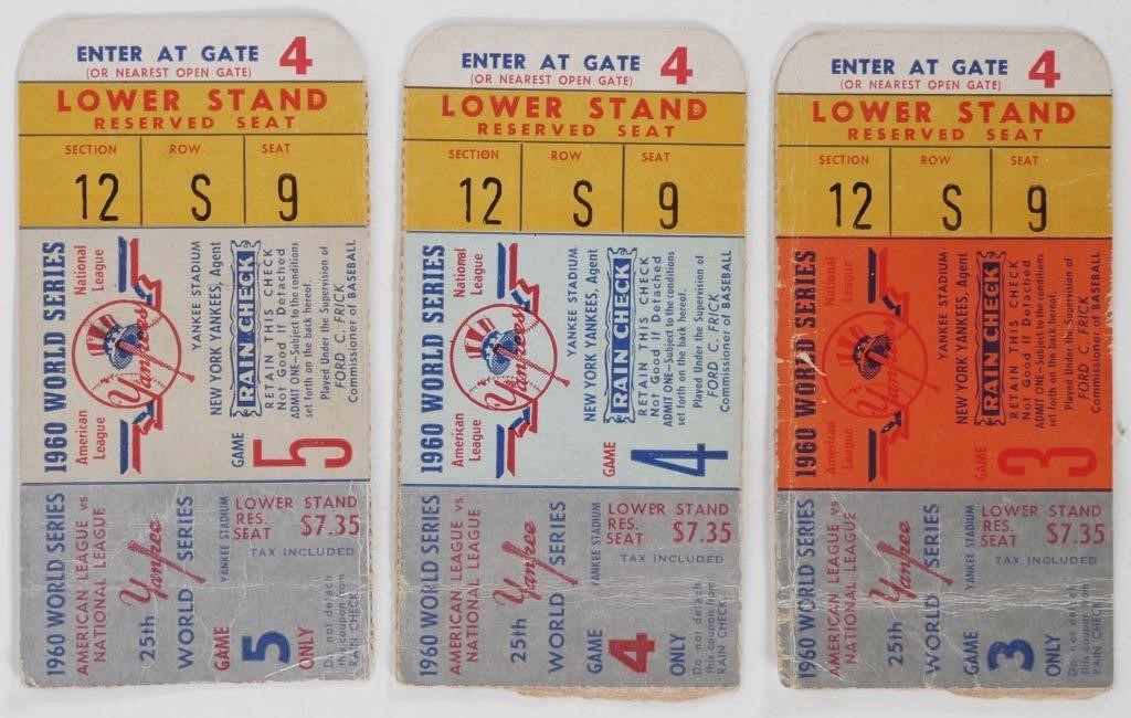 Appraisal: Three ticket stubs from the Major League Baseball World Series