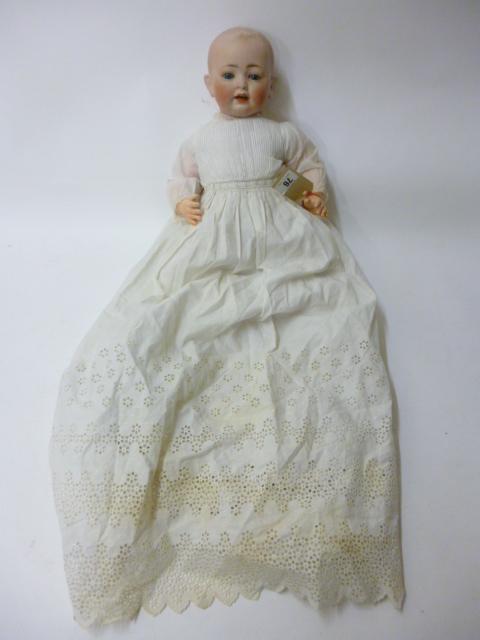 Appraisal: A Kestner bisque dome head character boy baby doll sleeping