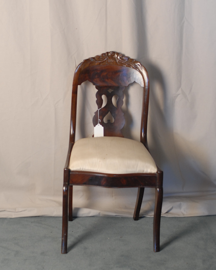 Appraisal: th C Walnut Side Chair rose carving slip seat