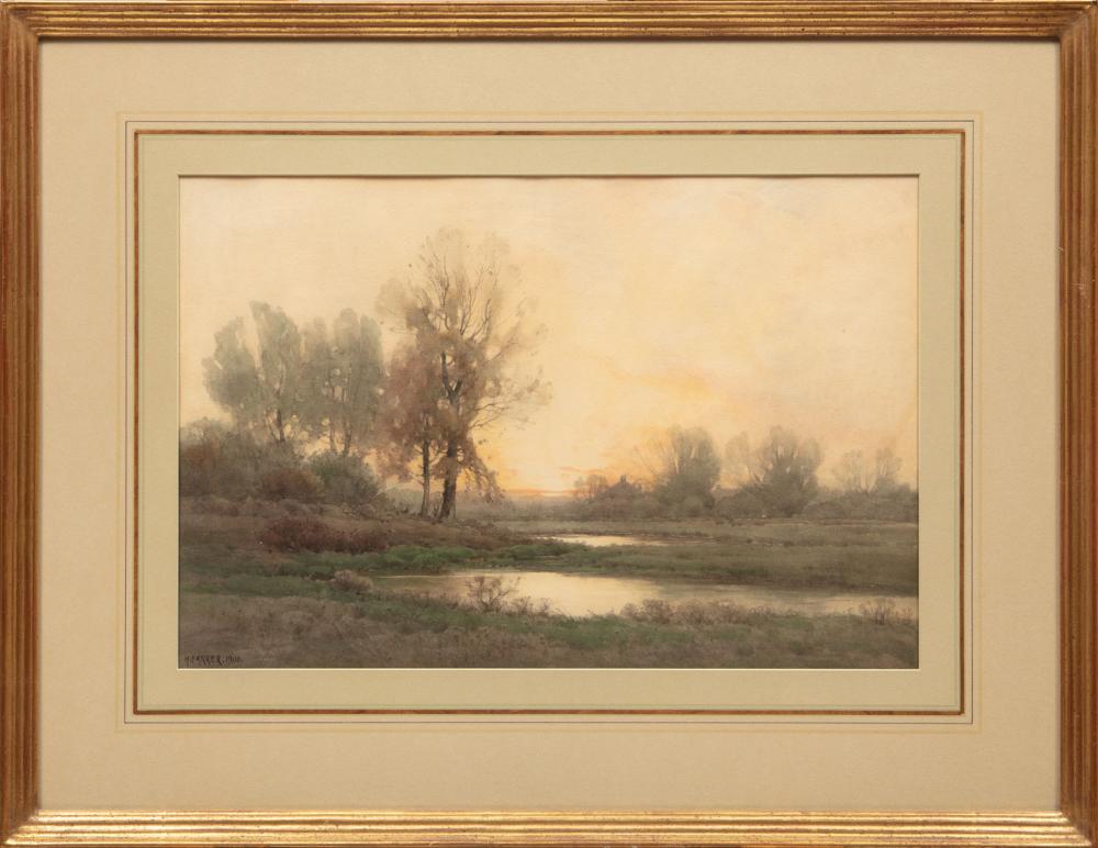 Appraisal: Henry Farrer British American - Landscape with Creek watercolor on