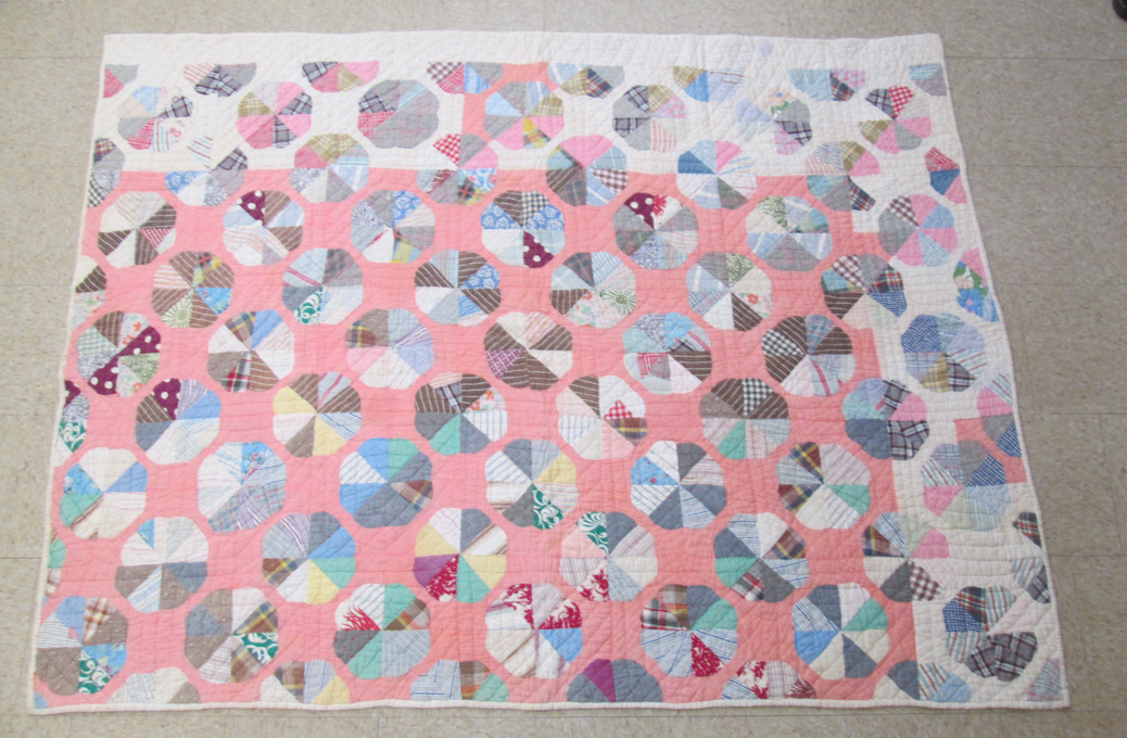 Appraisal: COTTON PATCHWORK QUILT hand stitched in Moon and Stars pattern