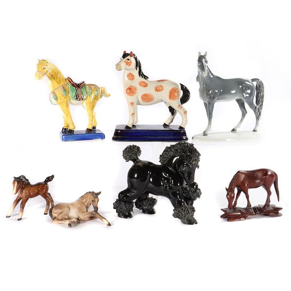 Appraisal: Assembled Collection of Horse Figures Including a Metzler Orloff porcelain