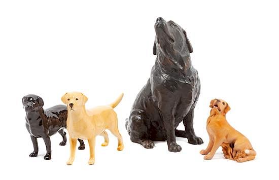 Appraisal: A Group of Four Labrador Retriever Figures Height of tallest