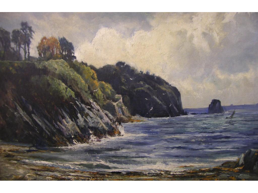 Appraisal: By Henry Hadfield Cubley - - incoming tide before tree-lined