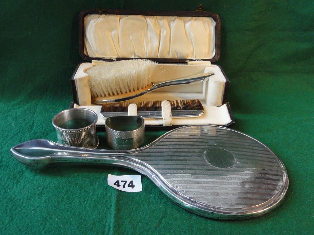 Appraisal: A boxed set of s brush and comb set Birmingham