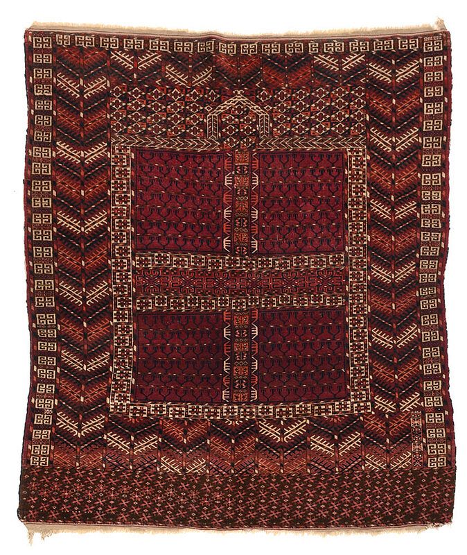 Appraisal: Turkmen Rug th century field with four square medallions with