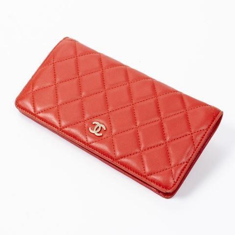 Appraisal: Chanel Classic Quilted wallet in coral quilted smooth leather having