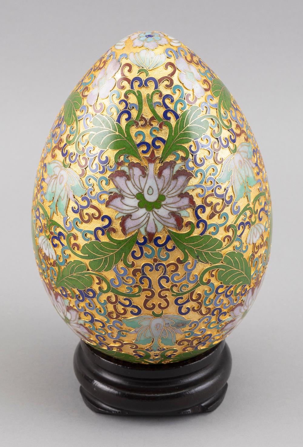 Appraisal: CHINESE CLOISONN ENAMEL EGG TH CENTURY HEIGHT CHINESE CLOISONN ENAMEL