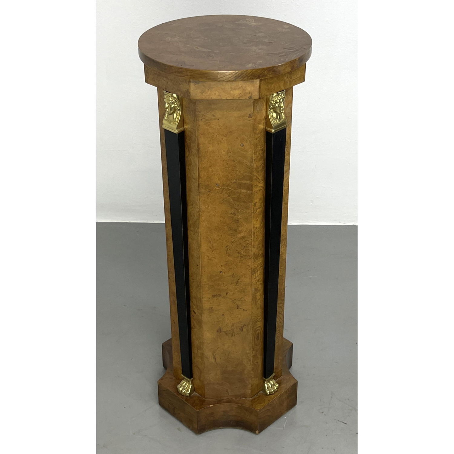 Appraisal: BAKER French Empire style Burl Wood Display Pedestal Ebonized side