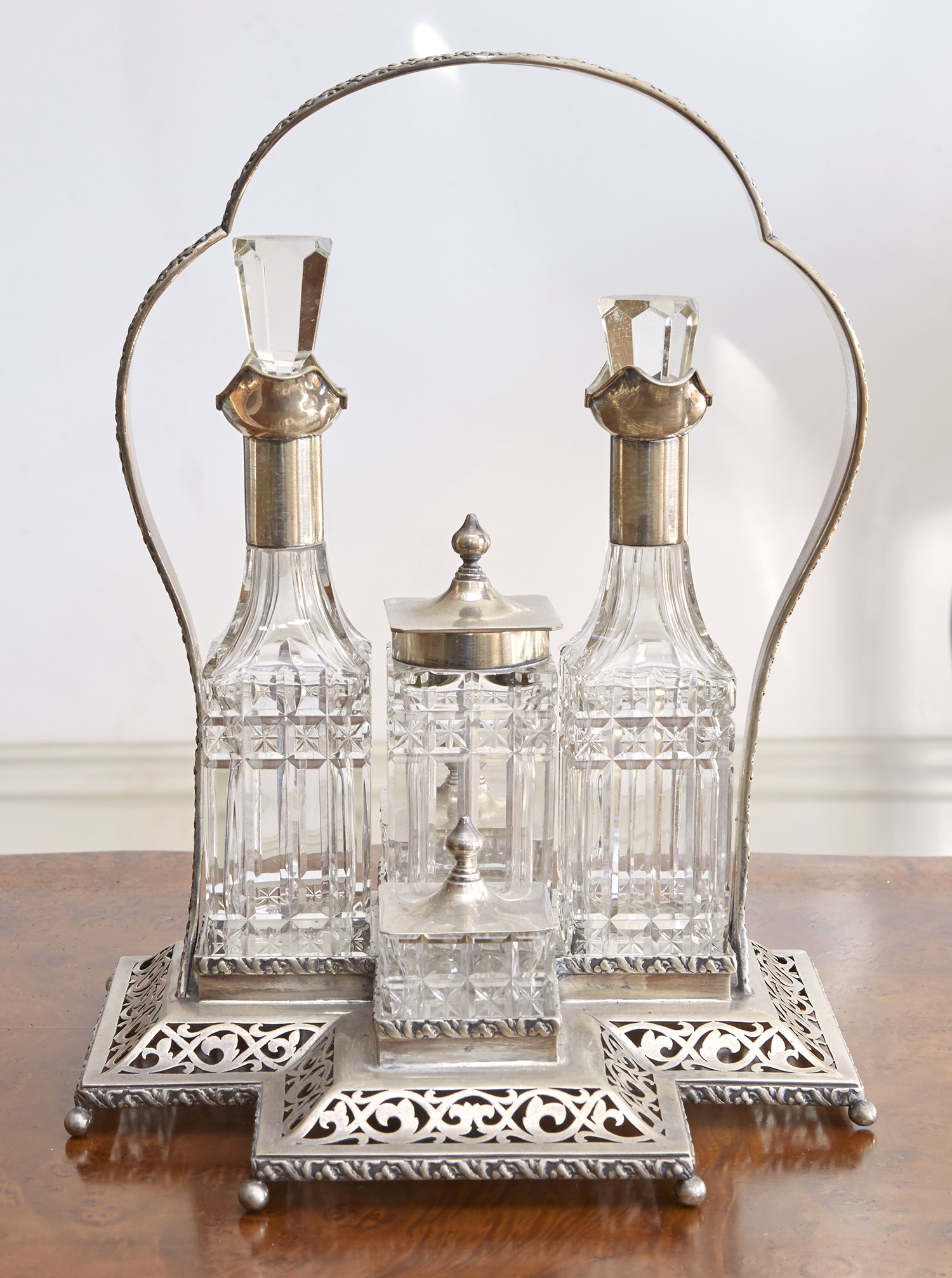 Appraisal: AN AUSTRIAN ART NOUVEAU SILVER CRUET SET BY BACHRUCH With