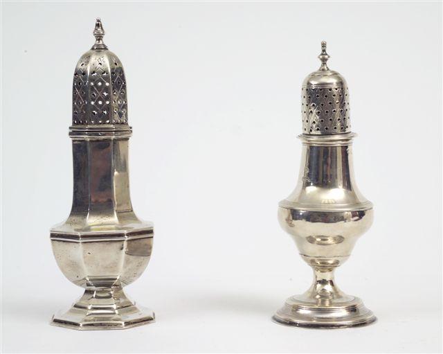 Appraisal: EARLY VICTORIAN SILVER SUGAR CASTER SHEFFIELD of octagonal waisted baluster