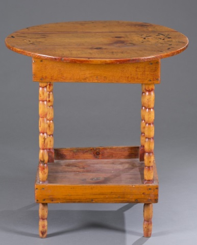 Appraisal: th c Side Table Maple Sausage turned legs with open